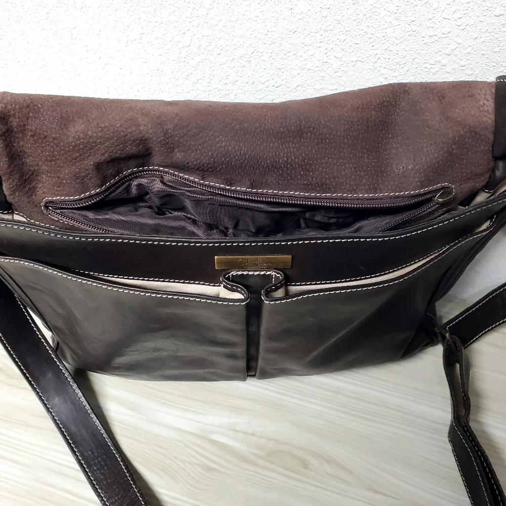 Cole Haan Brown Leather Messenger Bag with Adjustable Strap